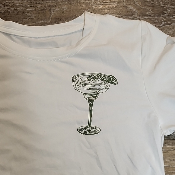 White T-Shirt with Cocktail Graphic - Picture 2 of 5